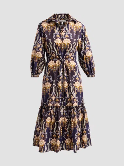 Cara Cara Women's Hutton Cotton Shirtdress In Flora Facade Blue
