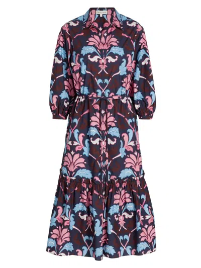 Cara Cara Women's Hutton Fleur Crest Cotton Shirtdress In Burgundy