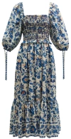 Cara Cara Women Jazzy Tiered Smocked Midi Dress Azure Alexandria Floral In Multi