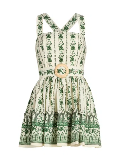Cara Cara Women's Julietta Floral Vine Cotton Minidress In Green