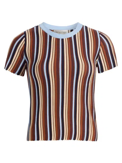 Cara Cara Knoll Striped Top In Brown