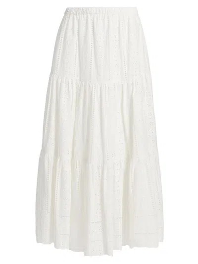Cara Cara Women's Melanie Embroidered Eyelet Maxi Skirt In White