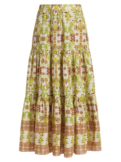 Cara Cara Women's Melanie Floral Maxi Skirt In Vine Floral Mint Green