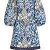 CARA CARA WOMEN'S MONTAUK DRESS, PUFF SLEEVES FRUIT BASKET MINI BLUE