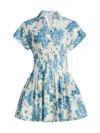 Cara Cara Nash Printed Button-front Mini Dress In Blue