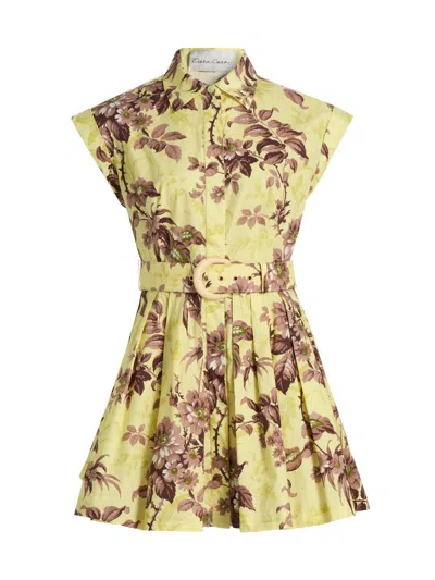 Cara Cara Women's Octavia Floral Cotton Poplin Mini-shirtdress In Yellow