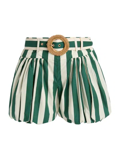 Cara Cara Ray Striped Belted Shorts In Green