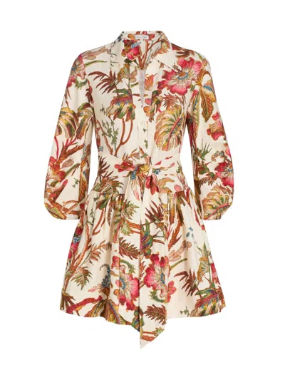 Cara Cara Women's Raya Floral Belted Mini-shirtdress In Metallic