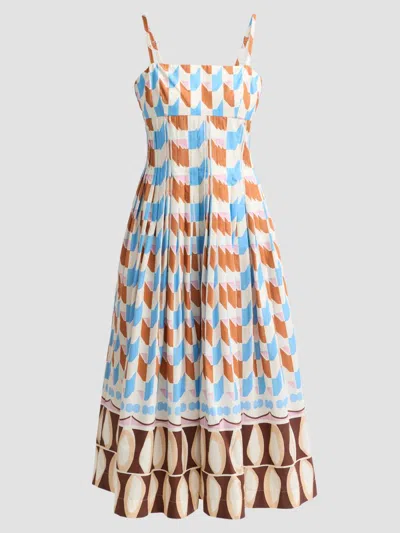 Cara Cara Sea Island Geometric-print Midi Dress In Blue