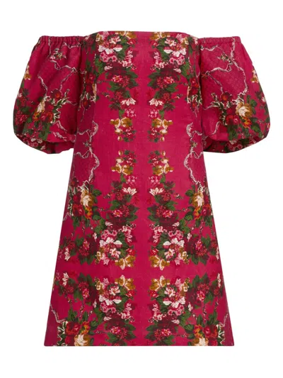 Cara Cara Women's Tully Floral Linen Off-the-shoulder Minidress In Multi