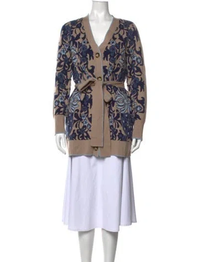 Pre-owned Cara Cara Wool Floral Print Sweater In Blue