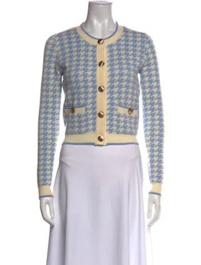 Pre-owned Cara Cara Wool Houndstooth Print Sweater W/ Tags In Blue