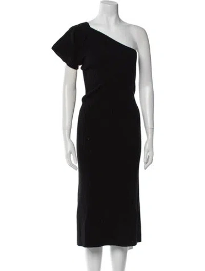 Pre-owned Cara Cara Wool Midi Length Dress In Black