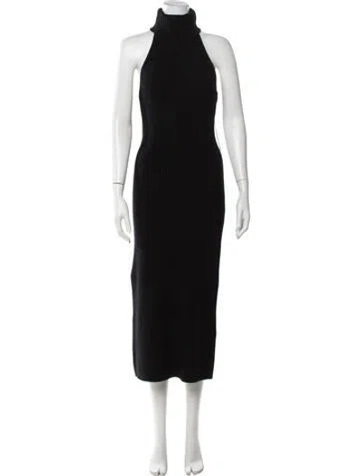 Pre-owned Cara Cara Wool Midi Length Dress In Black