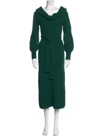 Pre-owned Cara Cara Wool Midi Length Dress In Green