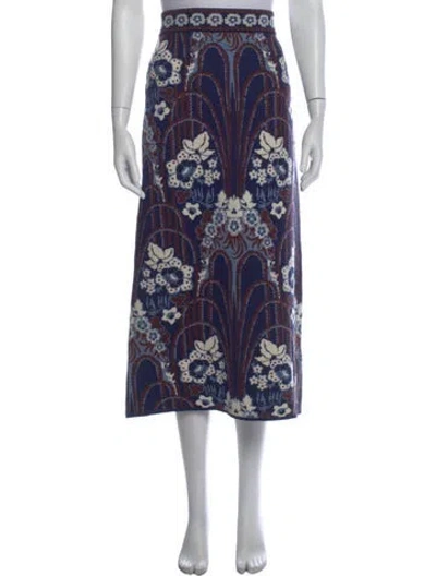Pre-owned Cara Cara Wool Midi Length Skirt In Blue