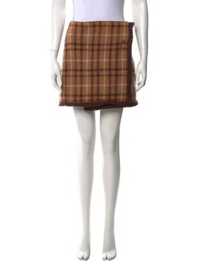 Pre-owned Cara Cara Wool Mini Skirt In Brown