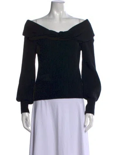 Pre-owned Cara Cara Wool Off-the-shoulder Sweater In Black