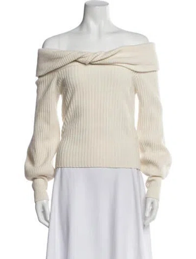 Pre-owned Cara Cara Wool Off-the-shoulder Sweater In Neutral