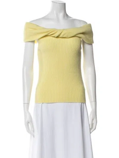 Pre-owned Cara Cara Wool Off-the-shoulder Sweater In Yellow