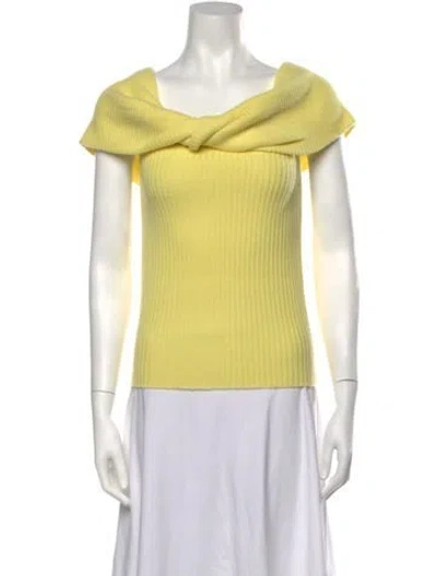 Pre-owned Cara Cara Wool Off-the-shoulder Top W/ Tags In Yellow