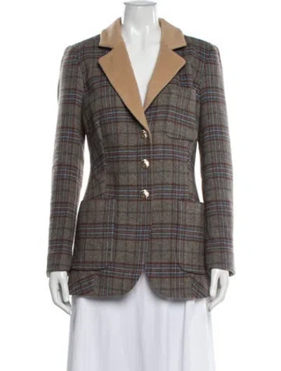 Pre-owned Cara Cara Wool Plaid Print Blazer In Multi