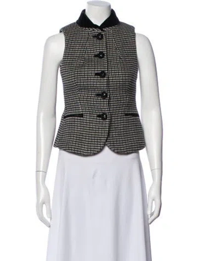 Pre-owned Cara Cara Wool Plaid Print Vest In Multi