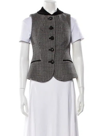 Pre-owned Cara Cara Wool Plaid Print Vest W/ Tags In Black