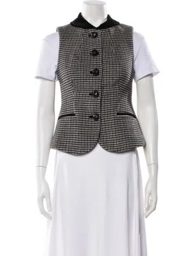 Pre-owned Cara Cara Wool Plaid Print Vest W/ Tags In Black