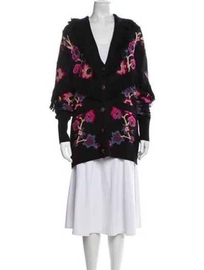 Pre-owned Cara Cara Wool Printed Jacket In Black