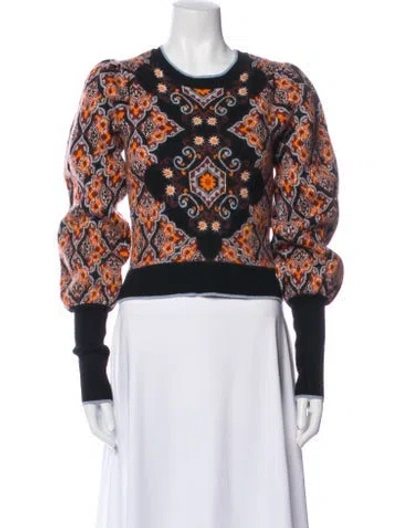 Pre-owned Cara Cara Wool Printed Sweater In Black