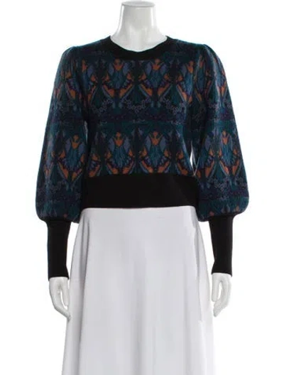 Pre-owned Cara Cara Wool Printed Sweater In Blue