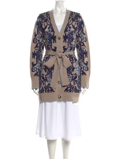 Pre-owned Cara Cara Wool Printed Sweater In Blue