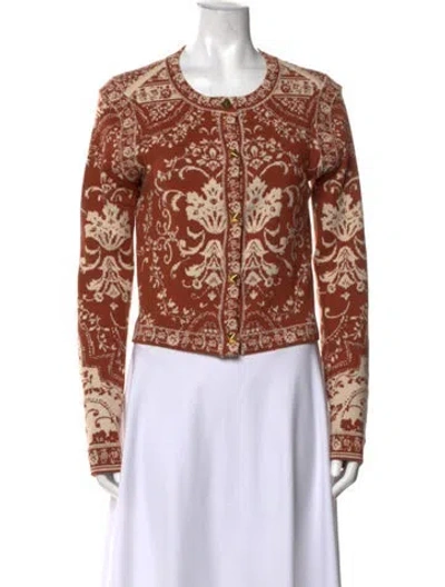 Pre-owned Cara Cara Wool Printed Sweater In Brown