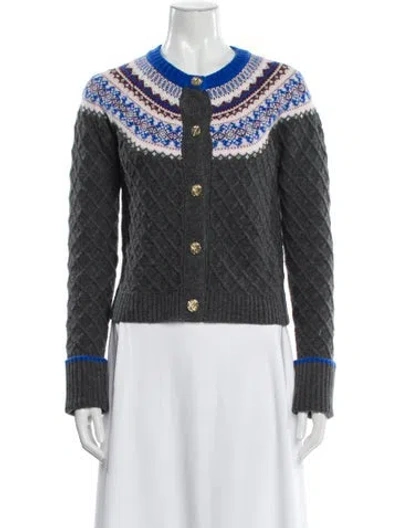 Pre-owned Cara Cara Wool Printed Sweater In Gray