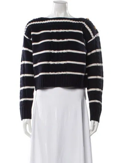 Pre-owned Cara Cara Wool Striped Sweater In Blue