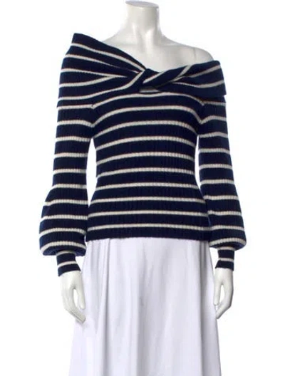 Pre-owned Cara Cara Wool Striped Top In Blue