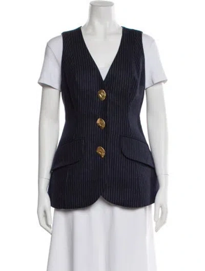 Pre-owned Cara Cara Wool Striped Vest In Blue