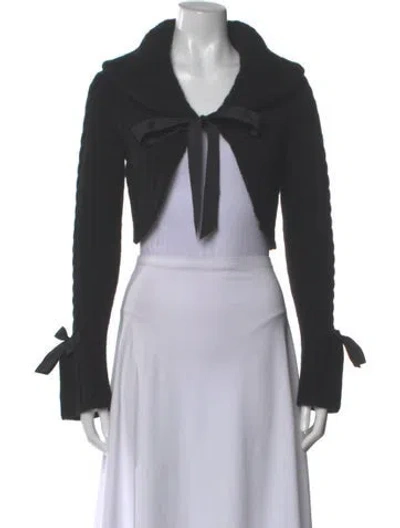 Pre-owned Cara Cara Wool Tie Neck Sweater In Gray