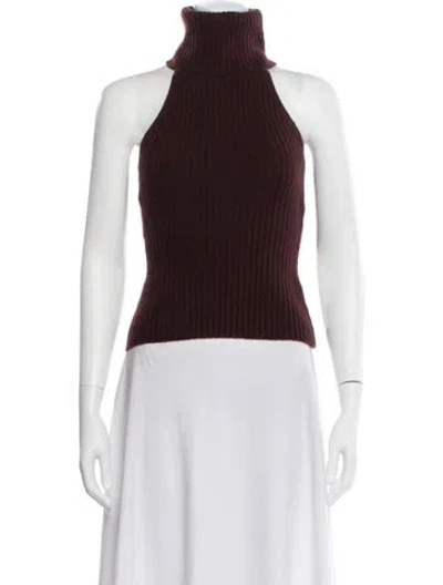 Pre-owned Cara Cara Wool Turtleneck Top In Brown