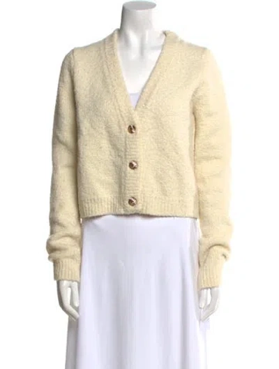 Pre-owned Cara Cara Wool V-neck Sweater In Neutral