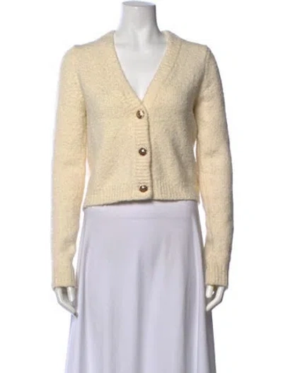 Pre-owned Cara Cara Wool V-neck Sweater In Neutrals
