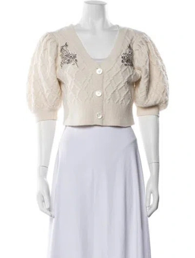 Pre-owned Cara Cara Wool V-neck Sweater In Neutrals