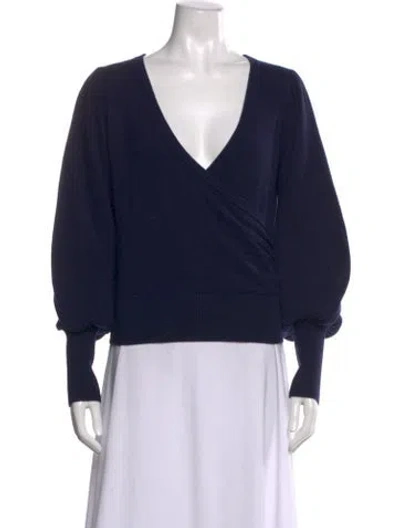 Pre-owned Cara Cara Wool V-neck Top In Blue