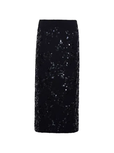 Cara Cara Yuma Sequin-embellished Midi Skirt In Black
