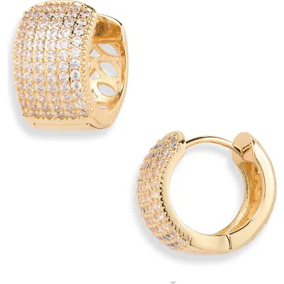 Cara Chunky Cubic Zirconia Huggie Hoop Earrings In Gold