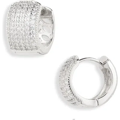 Cara Chunky Cubic Zirconia Huggie Hoop Earrings In Metallic