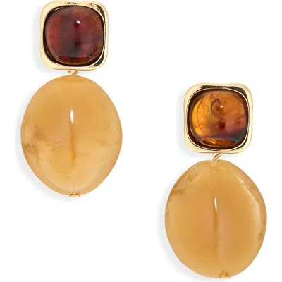 Cara Chunky Drop Earrings In Brown Multi