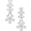 Cara Chunky Flower Crystal Drop Earrings In Silver