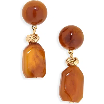 Cara Chunky Linear Drop Earrings In Rust
